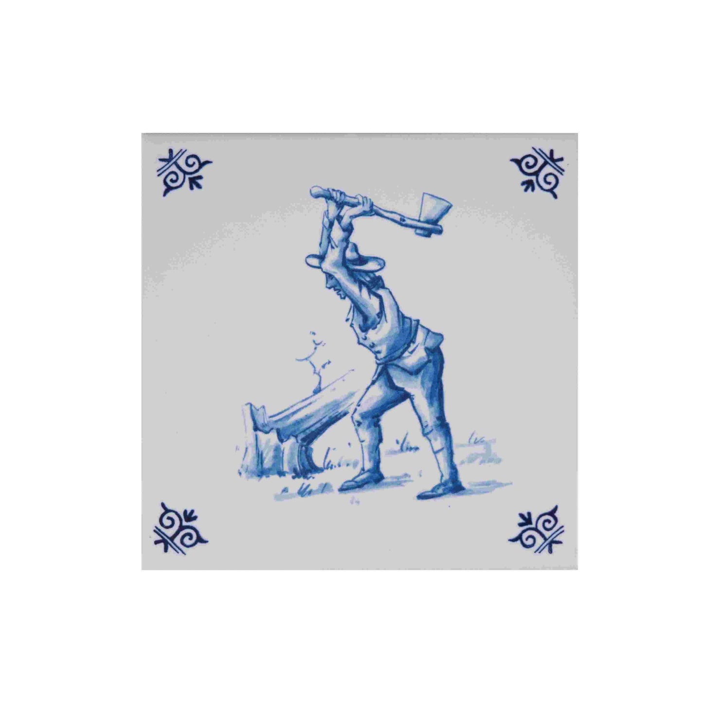 Royal Delft Dutch Heritage Tiles: Lumberjack