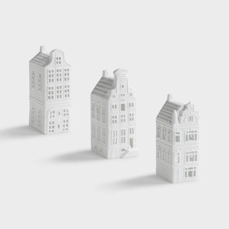 Dutch Tea Light Canal Houses: Reflection Set of 3