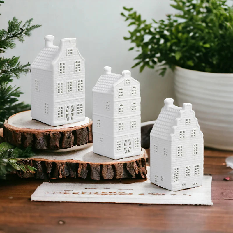 Dutch Tea Light Canal Houses: Charm Set of 3