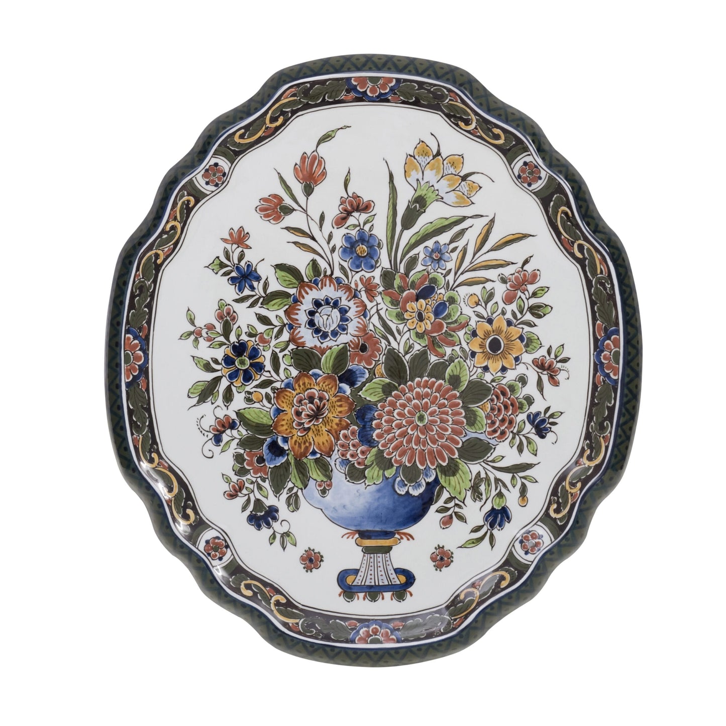 18th Century Blue Bouquet Plate: Polychrome – 40 cm