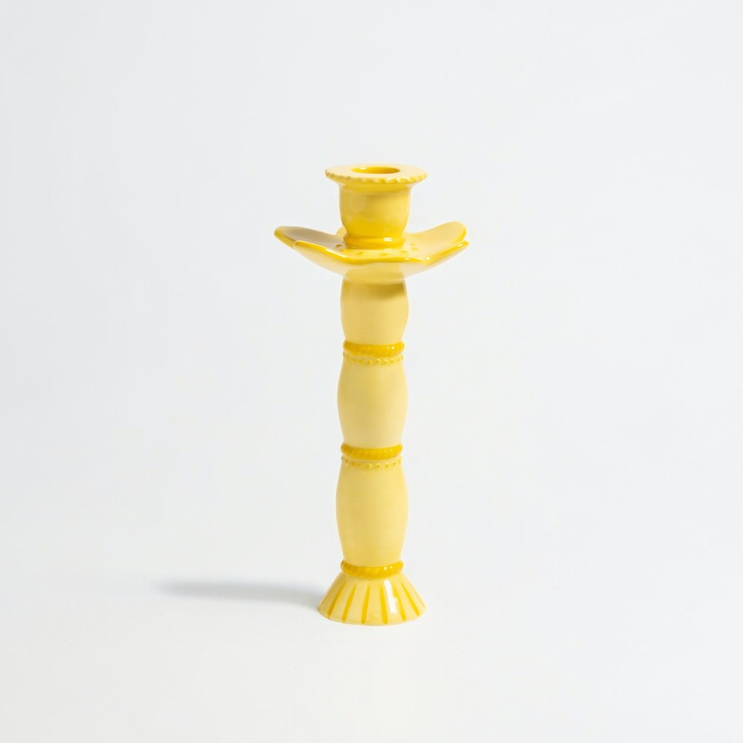 Bamboo Candle Stand - Yellow (Handmade)