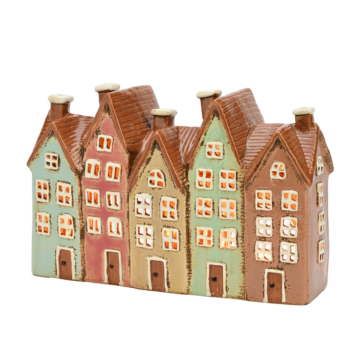 Pastel Village Row – Tea Light Miniature (Hand-painted) [Ships Nov 15]