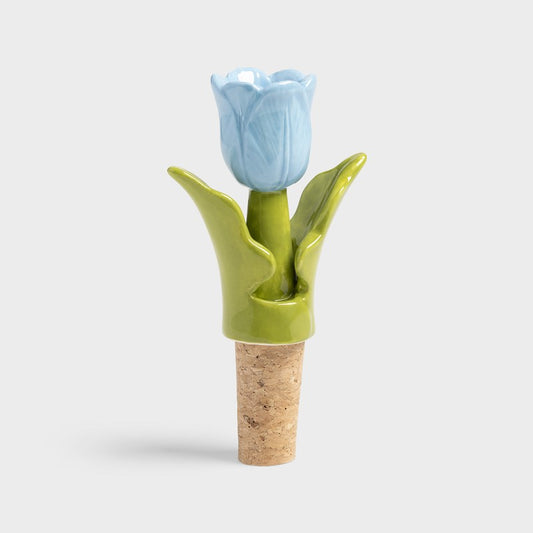 Delftware Tulip Bottle Stoppers - Light Blue
