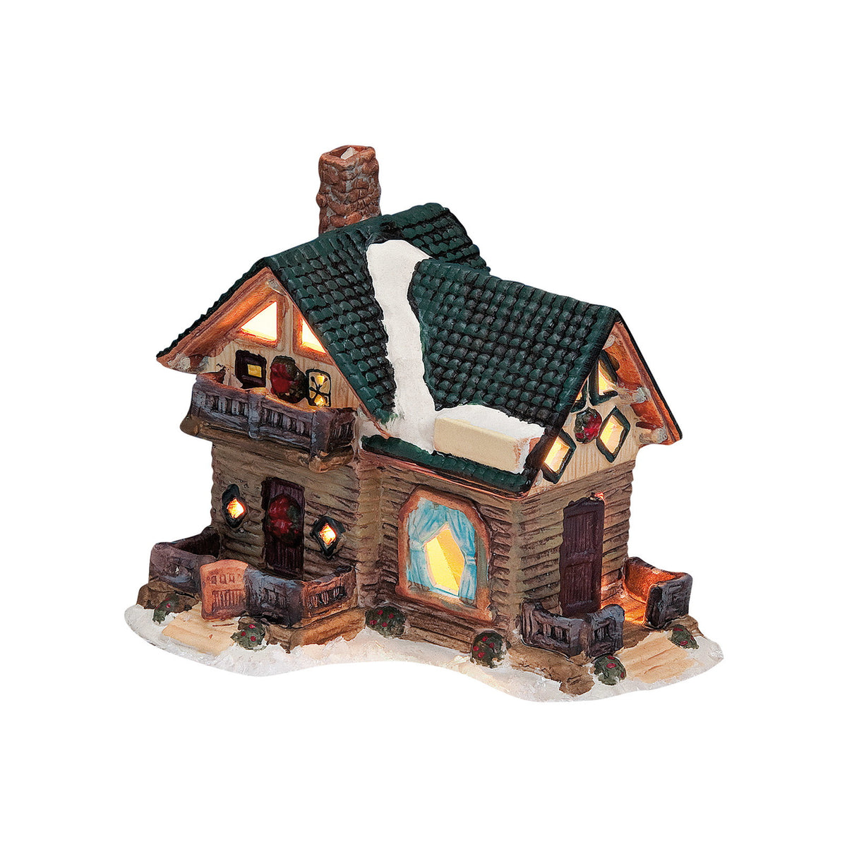 Snowy Log Cabin – Tea Light Miniature (Hand-painted) [Ships Nov 15]