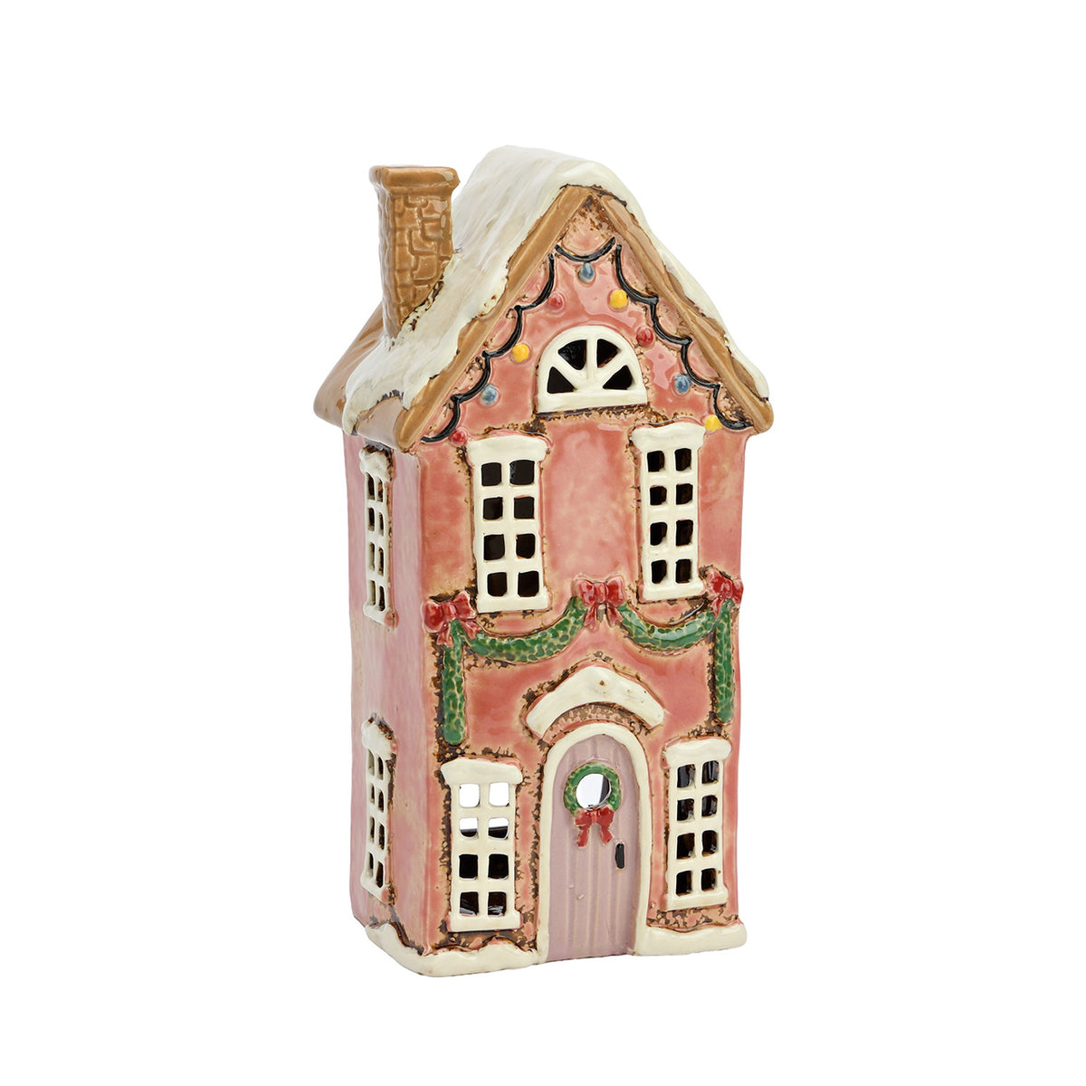 Rose Bow Townhouse – Tea Light Miniature (Hand-painted) [Ships Nov 15]
