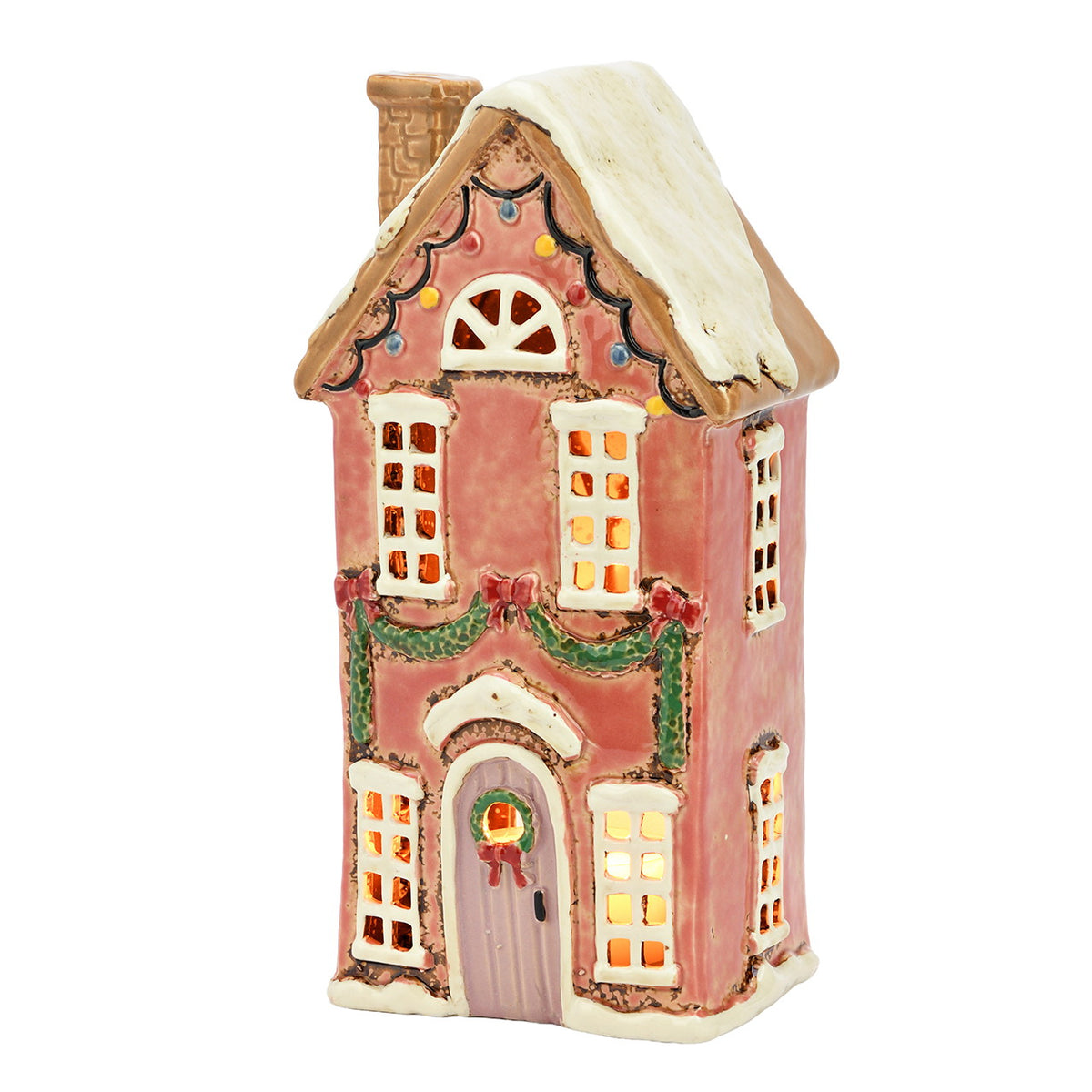 Rose Bow Townhouse – Tea Light Miniature (Hand-painted) [Ships Nov 15]