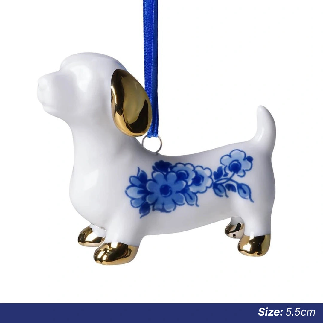 Christmas Ornaments: Delft Dachshund [Ships OCT 27]