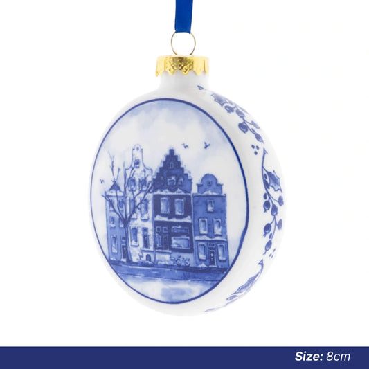 Christmas Ornaments: Delft Flat Bauble Houses [Ships OCT 27]