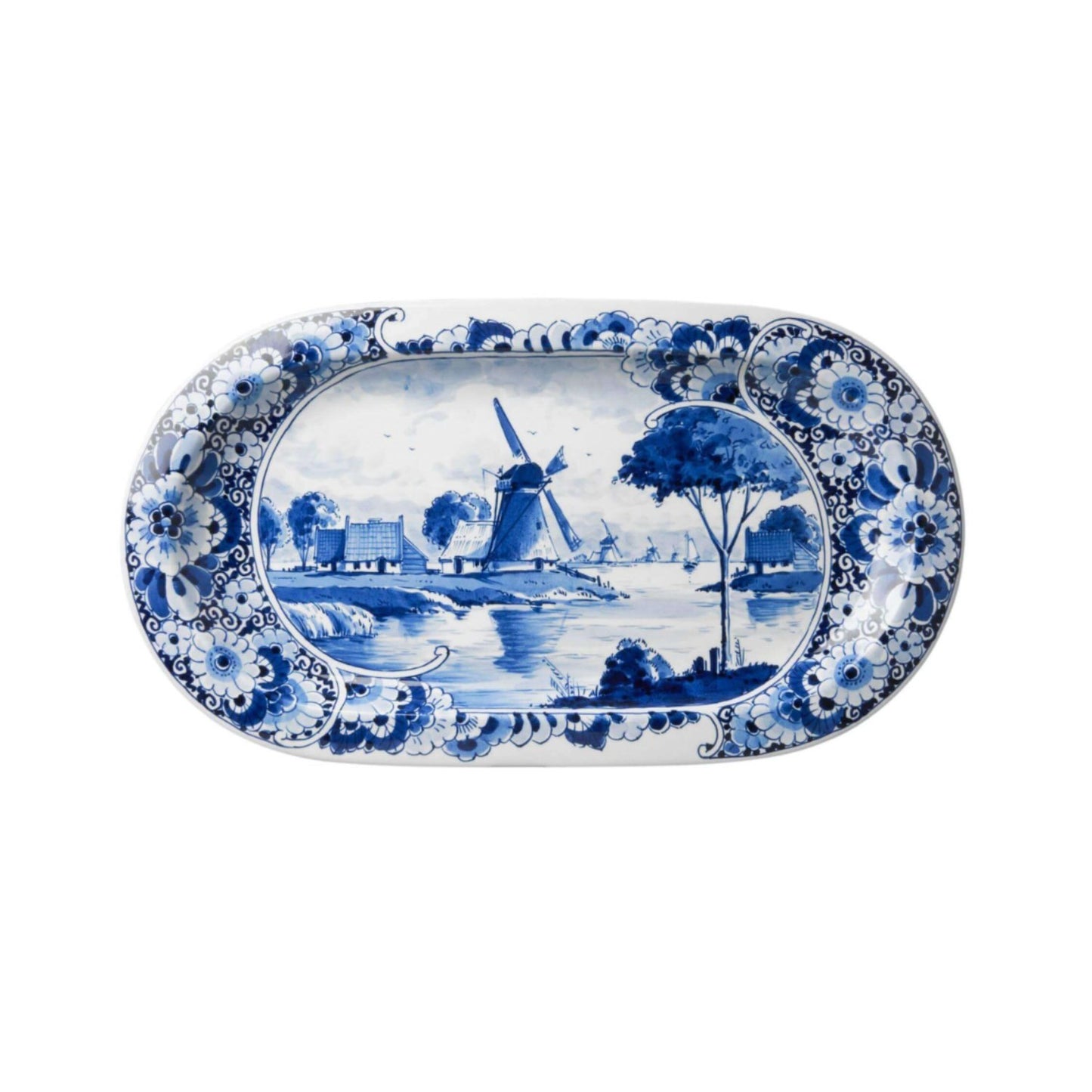 Windmill Delft Blue Cake Plate