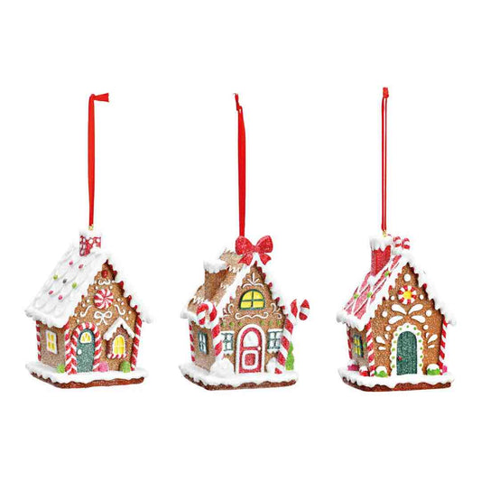 Christmas Ornaments: Gingerbread Houses - Brown & Red