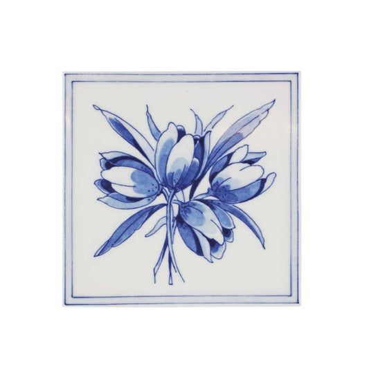 Royal Delft Dutch Heritage Tiles: Four Tulips