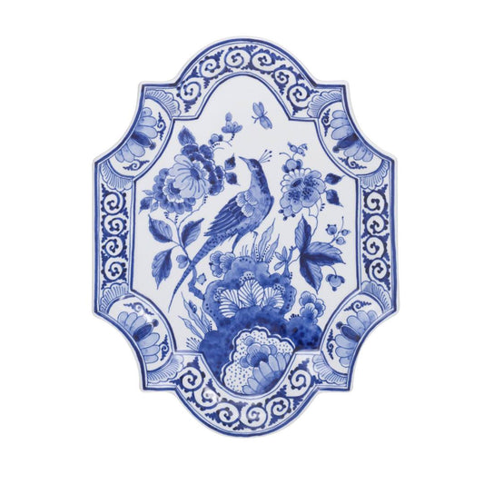 Bird of Paradise Delft Blue Vertical Plate