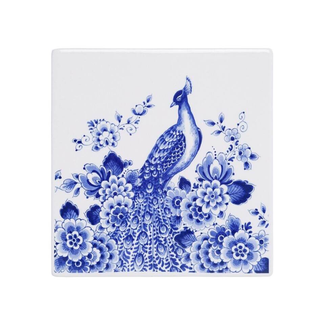 Delft Blue Tile: Peacock