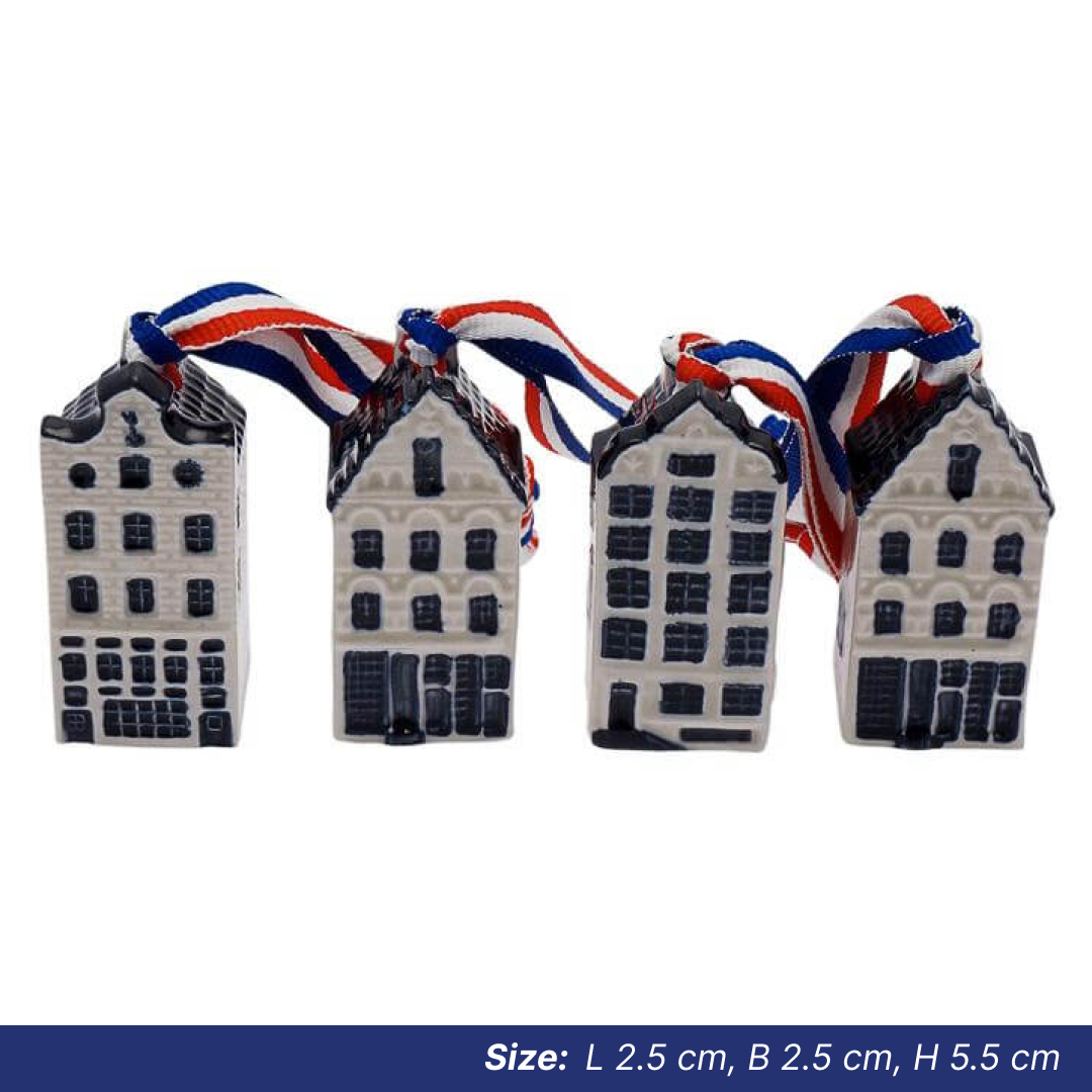 Christmas Ornaments: Blue & White Canal Houses - Set of 4 [SHIPS DEC 1]