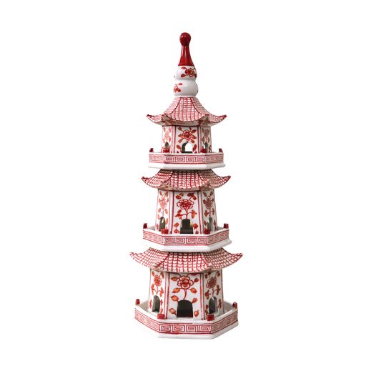 3-Tiered Japanese Pagoda: "Flowers" Red