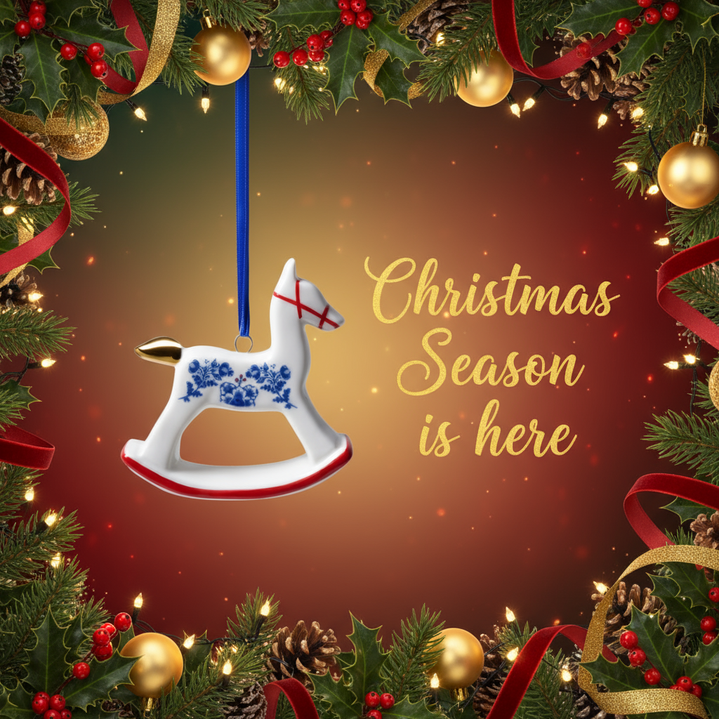 Christmas Ornaments Rocking Horse Responsive Desktop Banner