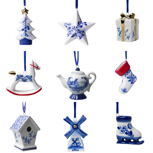 Build Your Own Ornament Bundle: hand-painted Delft Blue Christmas ornaments